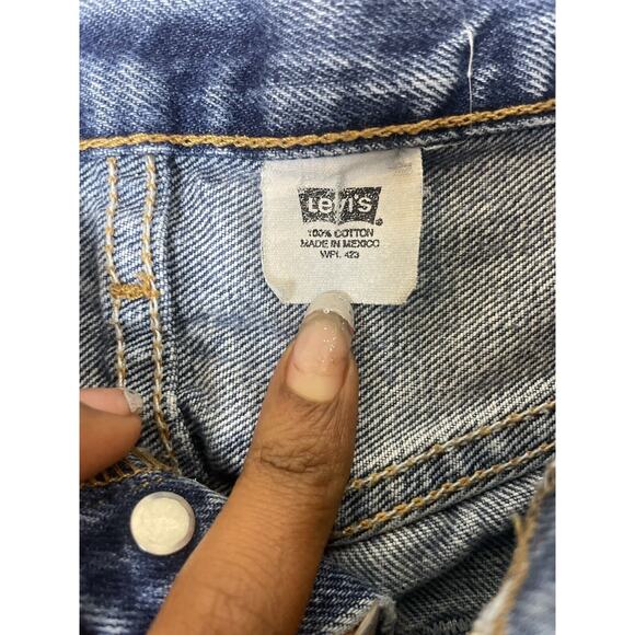 Vtg Levi's 501 Button Fly Blue Denim Jeans Rare Black And White Painted 34×34 - Picture 16 of 16